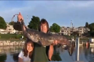 小女孩跟随父亲钓鱼自钓起46斤鲶鱼 [视频]